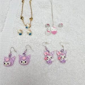 Hello Kitty and Friends earrings, necklaces and bracelet set